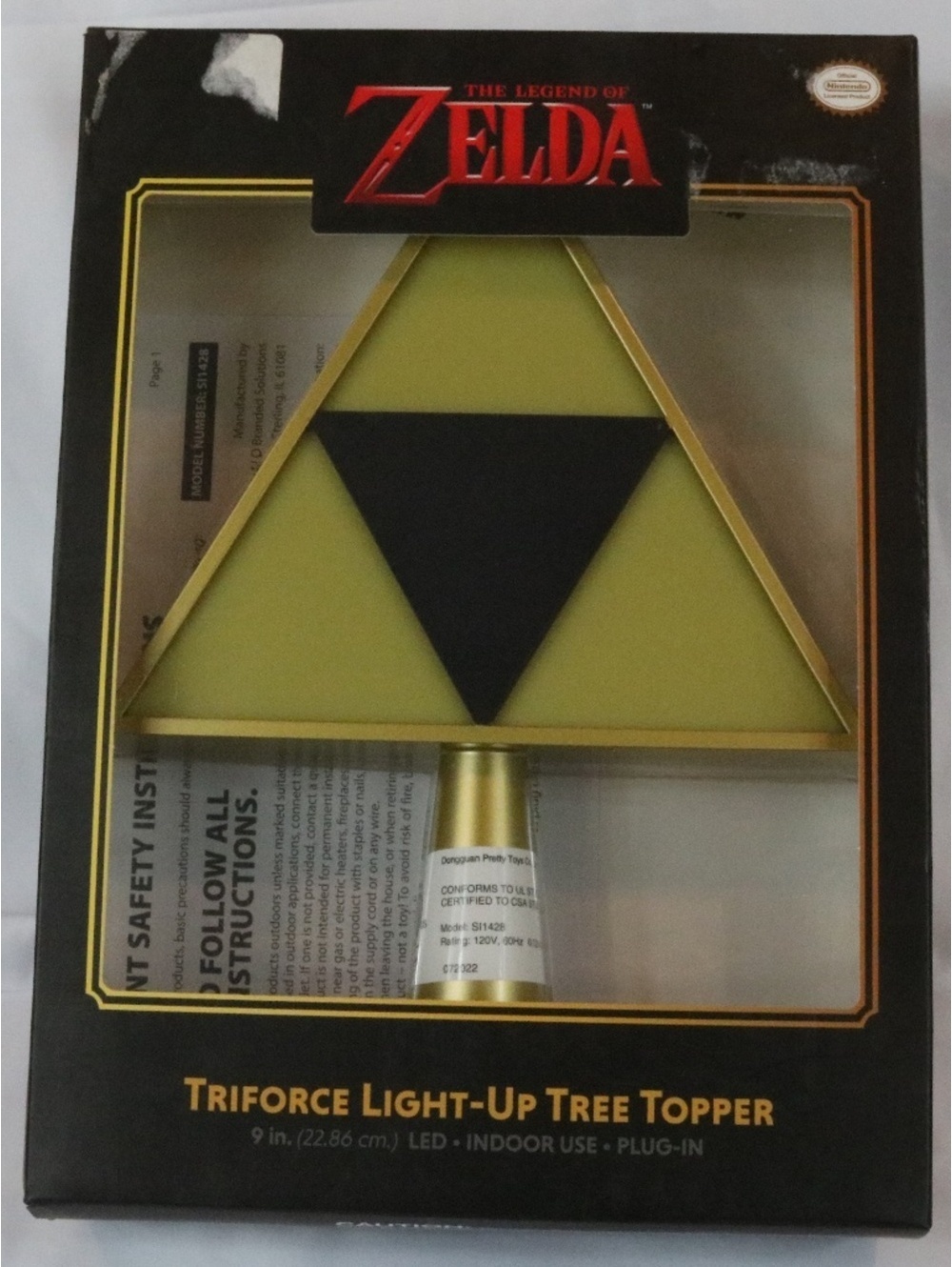 Nintendo Zelda Triforce Light Up Christmas Tree Topper 2022 Collectible 9" LED